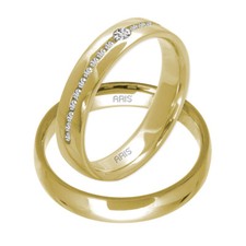 2 Gold Eheringe Trauringe Partnerringe aus 585er/-14 kt Gelbgold mit Diamanten