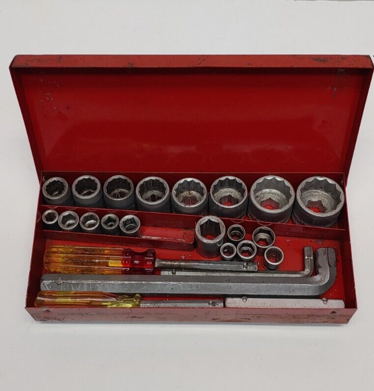 Vintage Dunlap SAE Socket Set USA Hex Drive Allen Keys 1/4 1/2 Square
