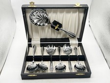 VINTAGE ART DECO SCHALENFORM SCHALE SERVIERL&Ouml;FFEL SET VERPACKT VERCHROMT