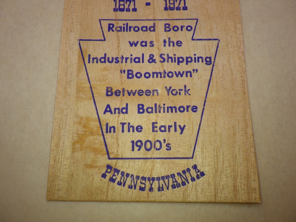 1971 Railroad Borough York County PA Wooden Pass Train Ticket