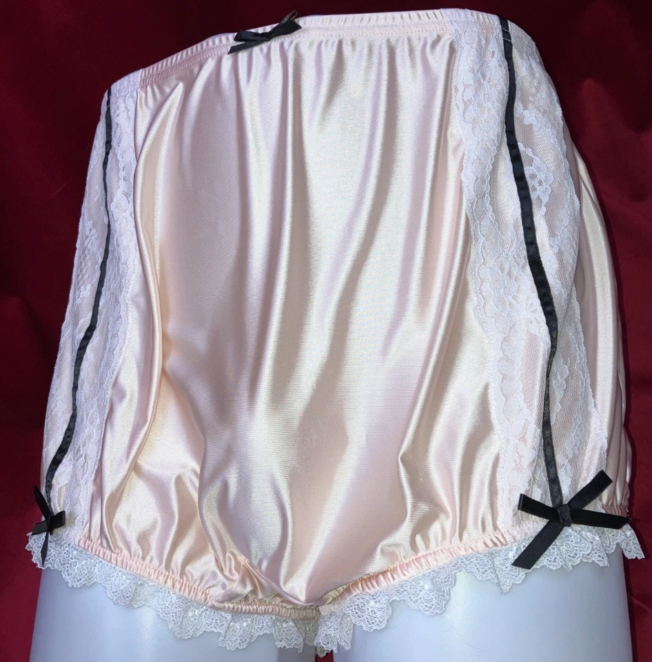 Nuevo en Paquete 2X 3X Can-Can Granny Panty Nylon Sedoso Satinado Encaje Calzoncillo Estilo Sissy Vintage Foto 3 de 4