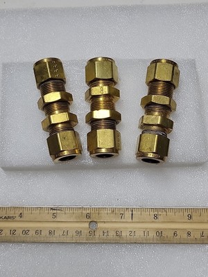 Parker Brass 1/2'' Tube OD Bulkhead Union Fittings Single Ferrule Lot Of 3