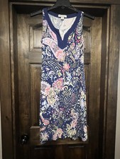 Tommy Bahama Dress small Summer Blue floral Paisley sleeveless