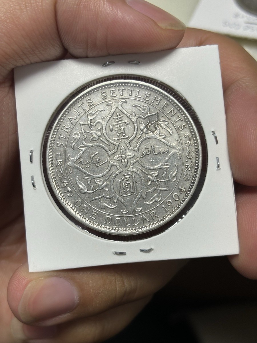 1904 Straits Settlement One Dollar Silver Coin Edward VII