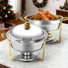 Chafing Dish Buffet Set 6QT, Round Stainless Steel Food Warmers for Party Buffet