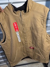 Milwaukee Vest Men's Tan 2X Work Utility Fleece Lined Sleeveless
