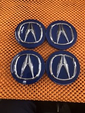 4x Acura Set Of Blue-chrome Center Caps 69mm Fit Most Acura Great Condition