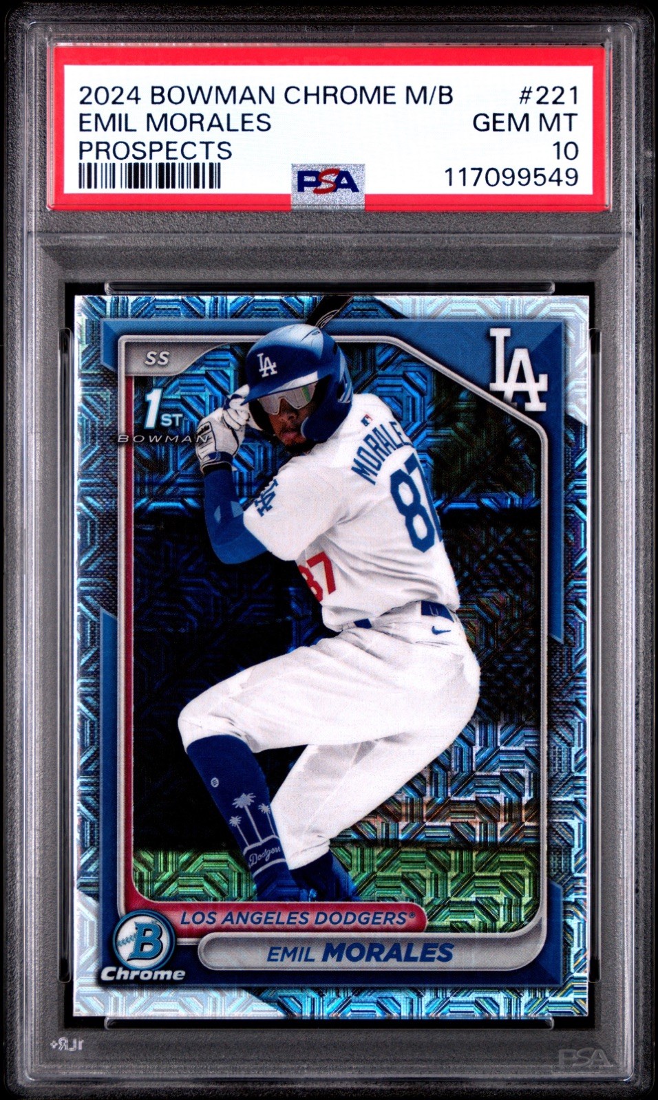 EMIL MORALES 2024 BOWMAN CHROME 1ST MEGA BOX MOJO REFRACTOR GEM PSA 10 Dodgers