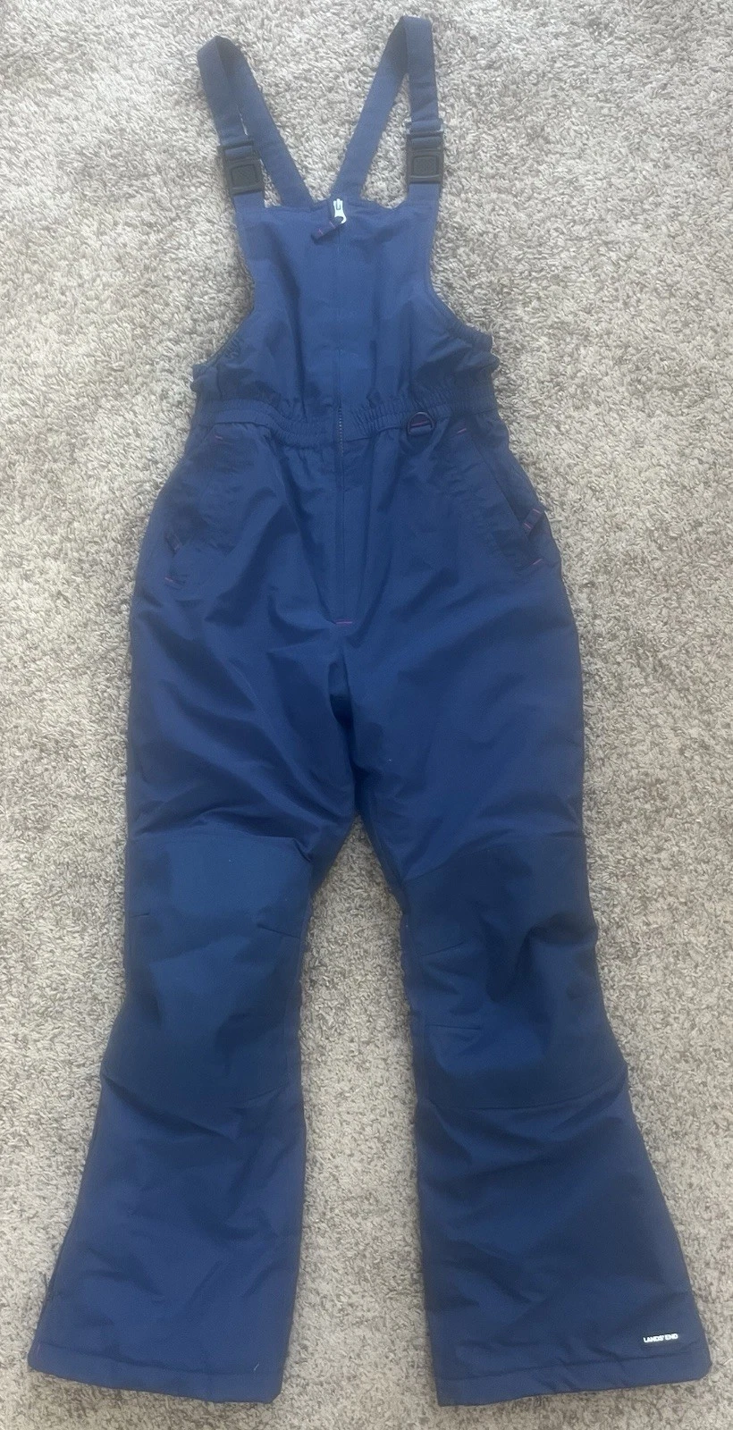 Land’s End Squall Bib Overall Snow Pants Waterproof Girls Iron Knee Navy 12 MINT