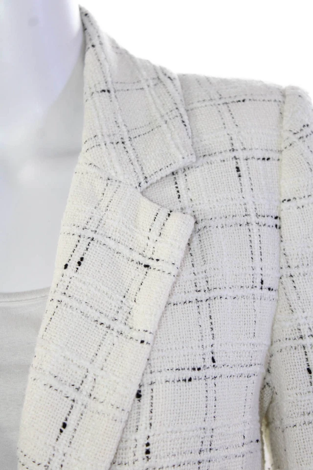 Generation Love Womens Double Breasted Tweed Plaid Blazer Jacket White Size XS - Image 2 of 4
