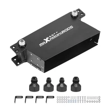 10 Row Engine Transmission Oil Cooler Kit Universal 10AN Aluminum Black Plate