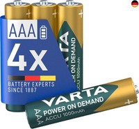Varta Batterien Aaa, Wiederaufladbar, 4 StüCk, Power On Demand Recharge Accu,