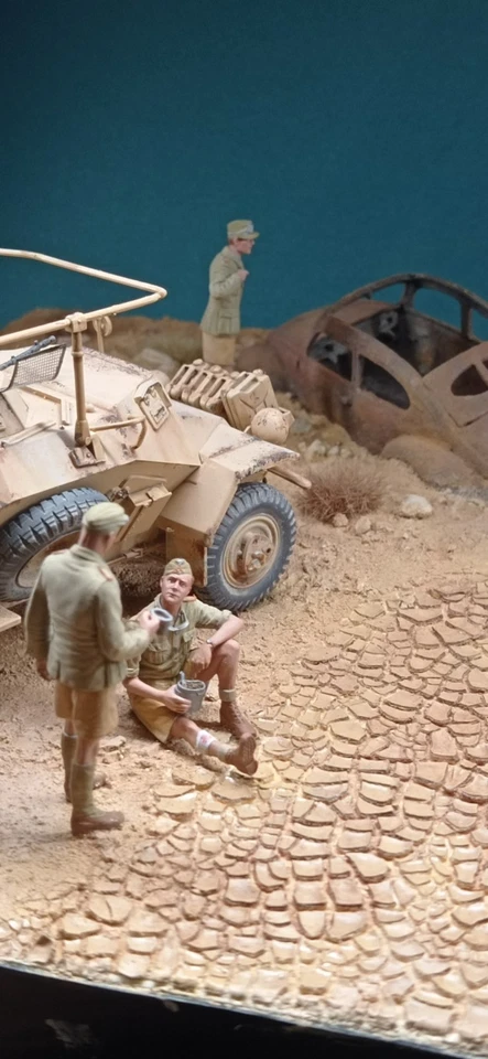 1:35 diorama DAK sdfkz 223+maggiolone distrutto+3 figure-SOLO SPEDIZIONI ITALIA - Immagine 3 di 4