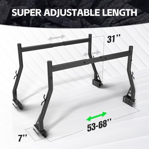 Universal Truck Bed Ladder Rack, Non-Drilling, 900 LBS Load Two Ladder ...