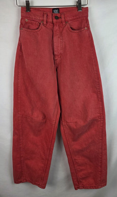 BDG Women's Jeans Size 24 Red High-Rise Extreme Baggy Wide Leg Denim Jean Pants