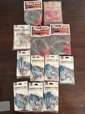 11 PACKS Danielson / Pacific Catch Shrimp Fly Rig Size 7/0 Hook (plus 1 COD)