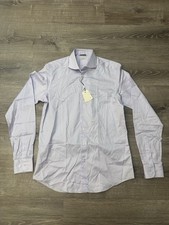 Suitsupply Dress Shirt Men's L 42 16.5 Slim Fit Blue 100 Cotton Long Sleeve