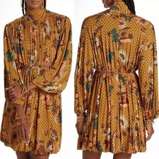 NEW NWT Ulla Johnson Wilhemina Geometric Floral Dress In Amber SIZE P MSRP $570