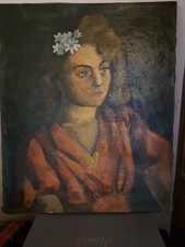 portrait de femme année 40  huile sur toile signé Pierre Clerc