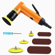 Upgrade Mini Air Angle Sander with 1'' 2'' 3'' Pads Random Orbital Air Sander...