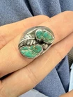 Men's Turquoise/Sterling Silver Ring Vintage Navajo, Size 10. Handset Turquoise