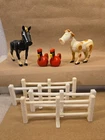 Vintage Fisher Price Little People Farm Accessories Black Horse Cow Chickens