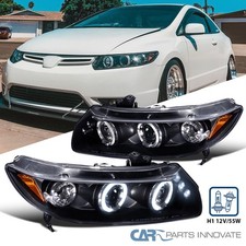 Black Fits 2006-2011 Honda Civic 2dr Led Halo Projector Headlights Drl Lamps Black Fits 2006-2011 Honda Civic 2dr Led Halo Projector Headlights Drl Lamps