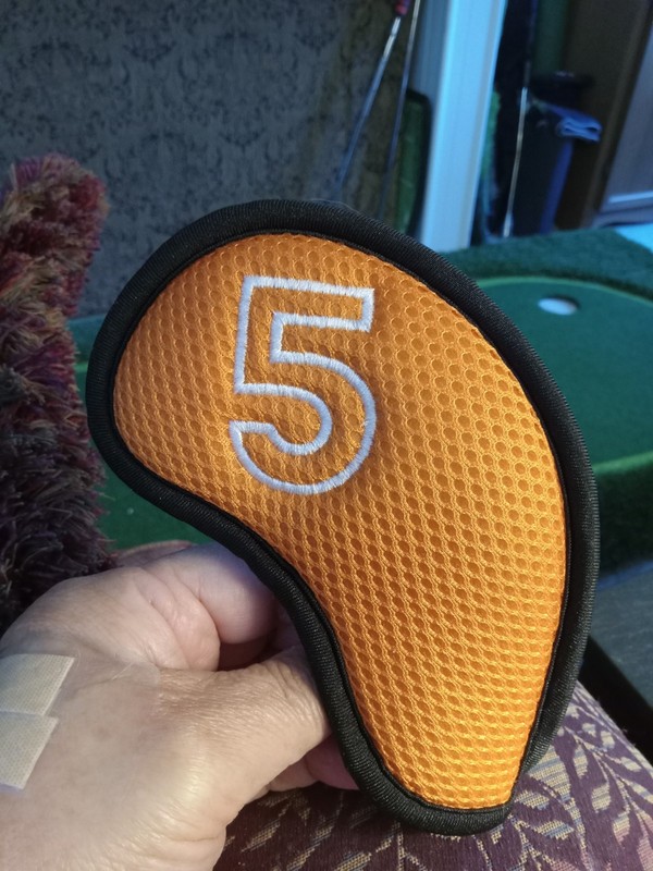5 IRON HEADCOVER Bright Orange Color. Cloth With Closure At Bottom