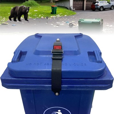 KOMOHOM Bear Proof Trash Can Lid Lock, Raccoon Proof Garbage Can Strap (Metal...