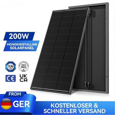 200W 12V Monokristallin Solarpanel Solarmodul Photovoltaik 200 Watt