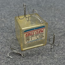 Vintage Eagle Claw 675R Nickel Strong Fishing Hooks Size 2 Lot of 4 Made in USA