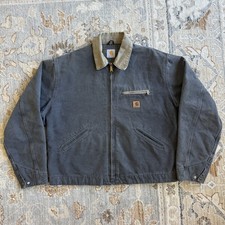 Vintage Carhartt Detroit Jacket J97 PTL Petrol Grey XL Flannel Lined 26x27  90s