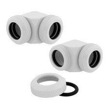 Image of 2x Corsair 12mm OD Hydro X Series XF Hardline 90° Compression Fittings, White, B