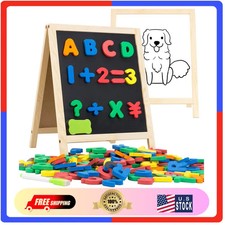 Magnetic Letters and Numbers Set with Dry Erase Whiteboard and Chalkboard Kids