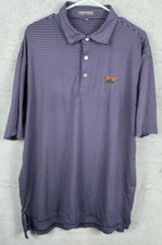 Peter Millar Summer Comfort Golf Polo Baltusrol CC Plum Striped Shirt S/S Men XL