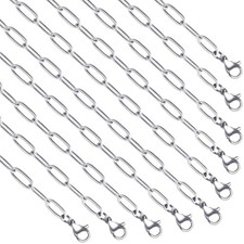 YOUBEIYEE 10 Pack Paperclip Necklace Chains Bulk Stainless Steel Chain