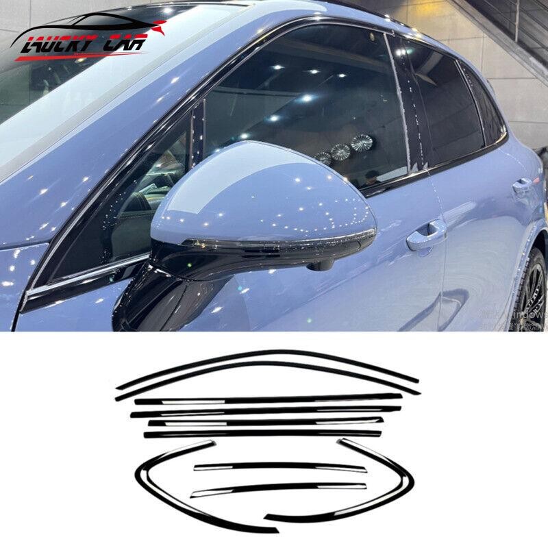 Black Titanium Car Window Frame Strip Cover Trim For Porsche Cayenne 2011-2017