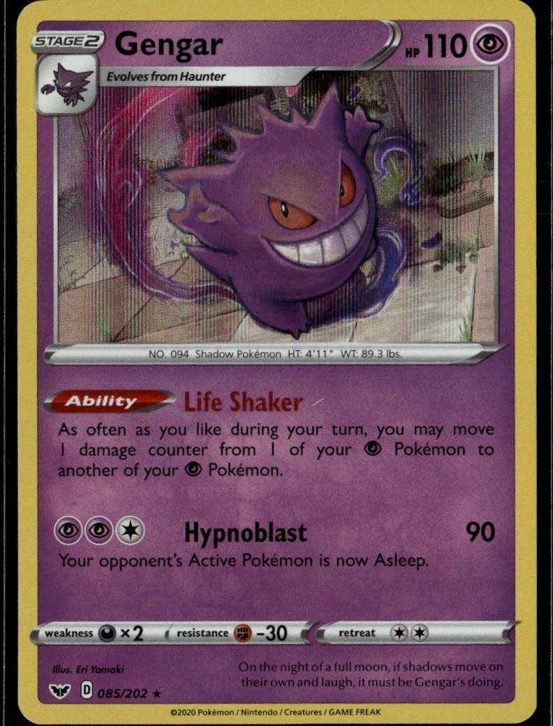 Gengar Holo Rare SWSH01 Sword & Shield Base Set 085/202 Psychic Pokemon Card
