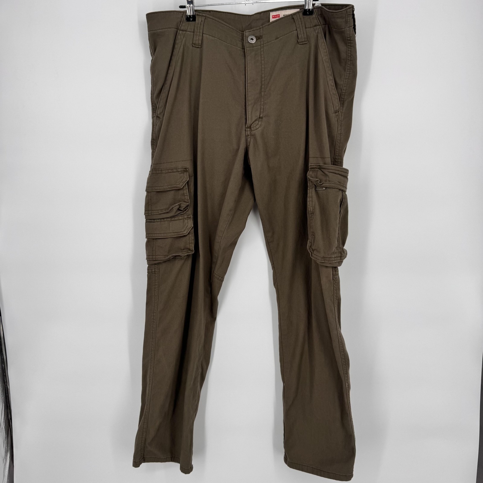 Wrangler Regular Taper Pants Mens 34x30 Green Cargo Stretch Utility Workwear