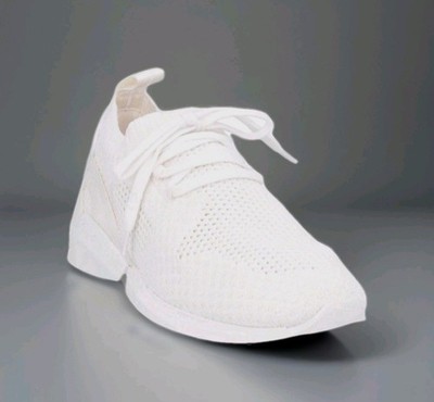 Giorgio Armani Womens White lace-up fabric sneakers w leather details Wms US 10