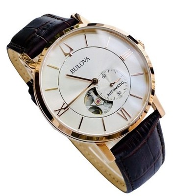 Bulova Classic Silver Dial Rose Gold Tone 97A150 Stainless Steel Men's Watch