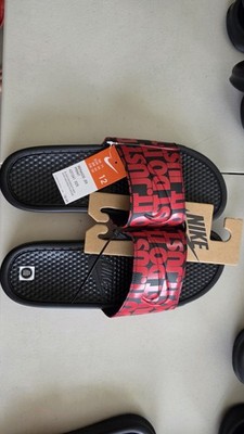 Nike Benassi JDI Print Slides ''Black/University Red'' Men's Size 12 - 631261 025