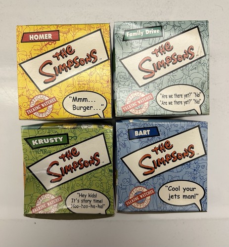 THE SIMPSONS Talking Watch Set Of 4 Burger King 2002 Homer Bart Krusty Drive