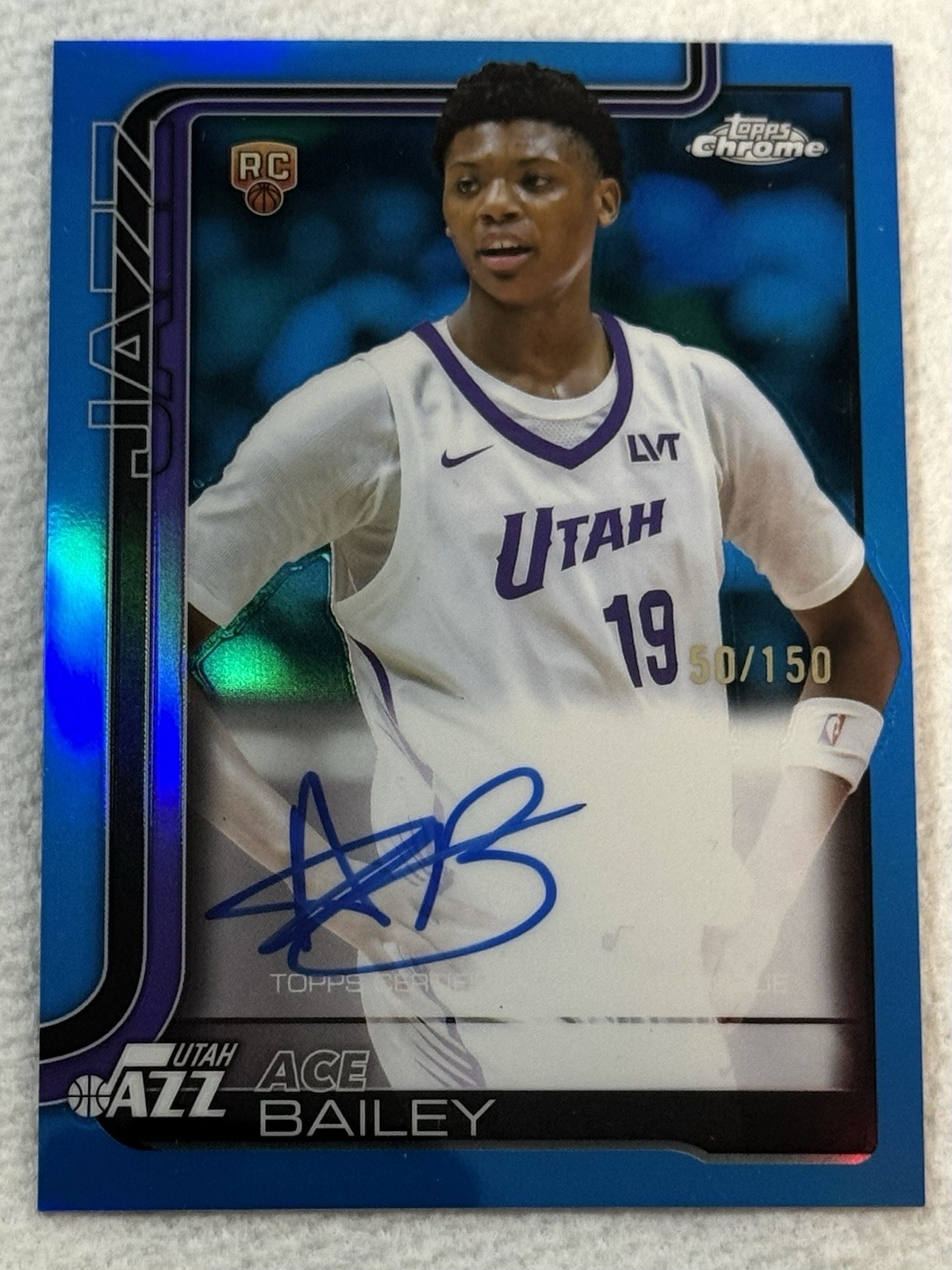 ACE BAILEY 2025-26 TOPPS CHROME #TCAR-AB AUTO BLUE REFRACTOR RC 50/150 JAZZ