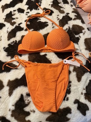 Victoria's Secret Bombshell Add-2-Cups Bikini Top 36B with Tie Bottoms Size M
