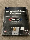 100 Bcw 4 Pocket Photo Postcard Album Pages 3.5" x 5.25" Acid Free Archival