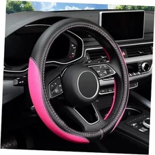 Microfiber Leather Auto Car Steering Wheel Cover, Universal Fit Pink
