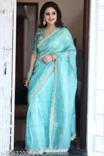 Women's Organza Saree With Separate Blouse Piece