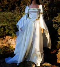 Satin Wedding Dresses With Flare Long Sleeves Square Neck Vintage Renaissance
