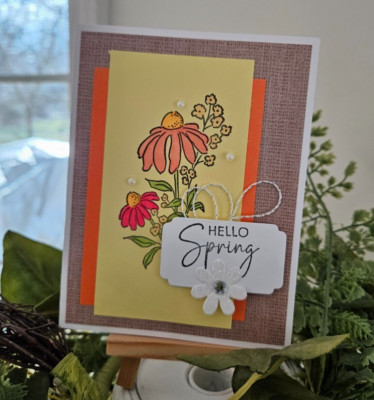 STAMPIN UP CARD KIT -FLOWERS HELLO SPRING Makes 4 - Set #26.122